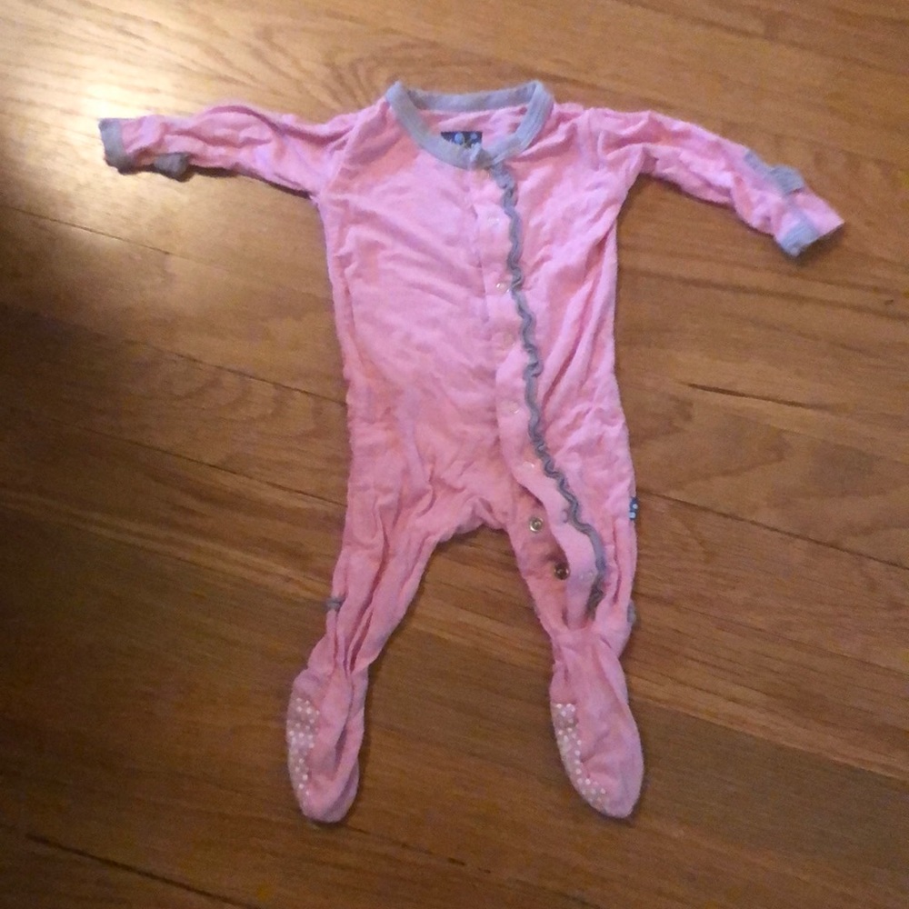Kickee Pants light pink and grey pajamas